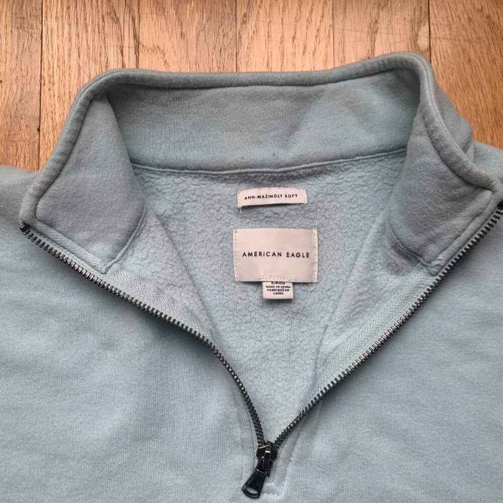 American Eagle Pullover Sweater Cropped Small Light Blue - Picture 2 of 8